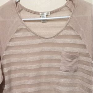 long sleeve  Sheer shirt Woman  size small  Color  beige